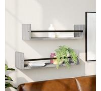 2 Pcs Wall Shelves with Bars Floating Shelf Rack Wall Mounted Shelf vidaXL
