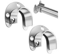 2 Pcs Wardrobe Rail Bracket Flange Rod Holder U Shaped Closet Pole Sockets Closet Rod Bracket End Supports Sockets Stainless Steel Pole Sockets for Wardrobe Shower Curtain（32MM）