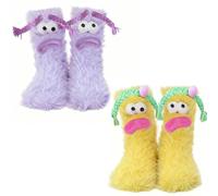 2 PCS Warm Fuzzy Sock Set, Plush Sock for Womens Novelty Fluffy Socks Cute Cartoon Image Funny Socks Women Suitable for Gifting to Family Partners children and Friends