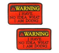 2 PCS Warning:I Have No idea What Doing Tactical Patch Hook and Loop Funny Emblem Applique Badge Embroidered Patch for Clothes,Armband,Backpack,Jeans,Pouch,Vest,Jacket,Hat,Biker,Bag-Red