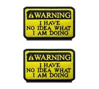 2 PCS Warning:I Have No idea What i am Doing Funny Biker Patch Embroidered Hook and Loop Embroidery Emblem Patch for Clothes,Backpack, Jacket, Jeans,Vest