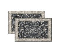 2 Pcs Washable Indoor Doormat 24" x 36" Non Slip Retro Floor Mat Area Rug Absorbent Entrance Rug Distressed, Accent Throw Rug for Bedroom Kitchen Entryway Bathroom (Ashen)