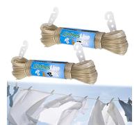 2 Pcs Washing Line Rope, Strong Washing Line for Outdoor Use, Heavy Duty Clothes Line for Garden, Balcony and Camping, Indoor Clotheslines with 3mm Diameter 30 Metre Length, Two Pack Included