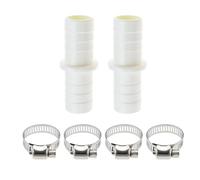2 Pcs Washing Machine Hose Connector,with 4 Metal Clamp Drain Pipe Extension Appliance Dishwasher Seal Sink Waste Pipes Hoses Splitter Washer Adaptor Angle Automatic Compression White,for Hoses Joiner
