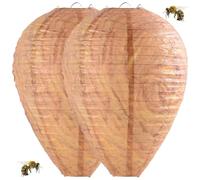 2 Pcs Wasp Nests Decoy,Hanging Wasp Repellent Nests,Realistic Hanging Wasp Deterrent,Fake wasp Deterrent Nests,22 x 28 cm Fake Paper Wasp Nest,Artificial Hornet Decoy nest Outdoors Home and Garden