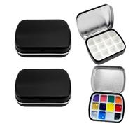 2 PCS Watercolour Paint Palette,Metal Mini Empty Watercolor Tin with Lid 12well Portable Paint Palette for Urban and Field Sketching