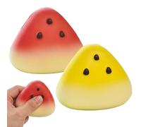 2 PCS Watermelon Squishy, Stress Relief Sensory Fidget Items for Focus and Relaxation, Portable Squishy Set for Office and School Use, Two 9x8 Watermelon Themed Squishies with Soft Material