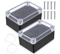 2 Pcs Waterproof Junction boxes, Outdoor Electrical Box Waterproof, Electronic Plastic Project Junction Box Enclosure, for Electronics, Power, Instrument Case Box - 100x68x50 mm/transparent black
