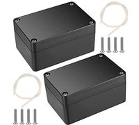 2 Pcs Waterproof Junction boxes, Outdoor Electrical Box Waterproof, Electronic Plastic Project Junction Box Enclosure, for Electronics, Power, Instrument Case Box - 100x68x50 mm/Black