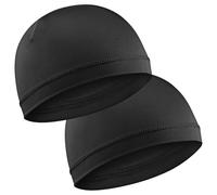 2 Pcs Wave Cap for Men Silky Elastic Band Durags Unisex Adults Women Satin Silk Hair Bonnet for Sleep Soft Breathable Satin Durag Fit Running Hiking Racing Motorcycle Riding 9.84 × 6.30 Inches Black
