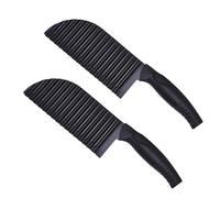 2 Pcs Wavy Knife Potato Cutter Set, Stainless Steel Construction, Herb Shears And Kitchen Scissors, Dishwasher Safe With Black Handle, Suitable For Fruits And Vegetables