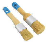 2 Pcs Wax Brush Set, Natural Boar Bristle Chalk Paint Brushes for Furniture, Wood Handle Paste Brush - Versatile Radiator Paint Brush for Waxing, Painting & DIY Home Decor