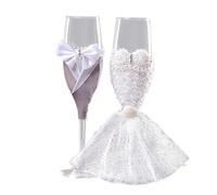 2 Pcs Wedding Champagne Glasses, Bride and Groom Champagne Flutes for Toasting, Wedding Decorations, Engagement and Anniversaries (A)