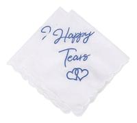 2 PCS Wedding Day Handkerchief Elegant Something Blue for the Bride Cotton Embroidered Lace Wedding Handkerchief White Happy Tears Hanky Tissues Gift for Bride & Parent (11.8" x 11.8")