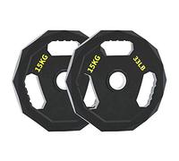 2 Pcs Weight Plate,Home Gym Training Bumper Plate with Handle Design for Weight Lifting Fitness Workout Fat Loss,Non-Slip and Durable/Black / 2x15KG