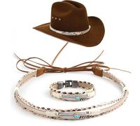 2 Pcs Western Hat Band with Leather Bracelet Set - Stylish & Durable PU Leather Turquoise Metal Leaf Design for Cowboy Cowgirl Hats | Replacement Strap for Fedora Panama Straw Hats (Men & Women