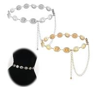2 PCS Western Metal Concho Belt - Gold & Silver Hollow Out Daisy Waist Chain - Adjustable Boho Waist Chain