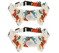2 PCS Western Wild Cowgirls Women Rodeo Pattern Small Dog Collar with Bow Tie, Adjustable Puppy Collar, Pet Tuxedo Bowties for Cats Dogs Rabbits