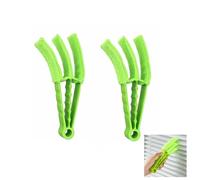 2 Pcs Wet Dry Venetian Window Blind Wooden Blinds Cleaner Microfiber Brush 3 Pronged Washable Duster Green