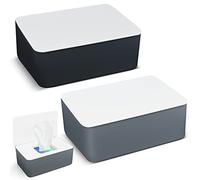 2 Pcs Wet Wipes Dispenser Box, Wet Wipes Storage Box with Lid Tissue Box Holder Rectangular, Baby Nappy Wipes Case for Toilet, Bathroom