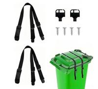 2 PCS Wheelie Bin Lid Rubber Lock Strap Adjustable Fabric Fits 80-360 Liters Secure Your Dustbin Clamp Stop Neighbours Rubbish No Drilling No Glueing Secure Contents From Spilling Kitchen Bin Black