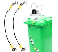 2 PCS Wheelie Bin Lock with Steel Rope Padlocks, Universal Trash Can Lo ck Straps, Stainless Steel Garbage Bin Lo ck for Animal-Proof, Windproof & Spill Protection (31.5in)