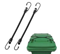2 Pcs Wheelie Bin Locks, 100cm Heavy Duty Elastic Wheelie Bin Straps with Double Steel Wire Hooks Security for Windproof & Animal-Proof, Universal Bin Lock for Outdoor Trash Cans