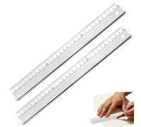 2 Pcs White Aluminium Cutting Ruler, 30cm with Raised Grip, Metal Safety Ruler, Multifunctional Precision Metal Safety Rulers, For Length Measurement