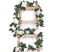 2 Pcs White Artificial Rose Garland, Hanging Flower Vine for Wedding Decor