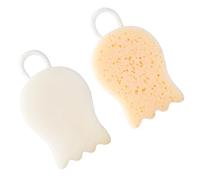 2 Pcs White Bath Sponge Exfoliating Ball PU Dacron for Face Washing | Hangable Design, Body Rubbing and Scrubbing Use, Bathing Supplies, White Bathroom Accessories