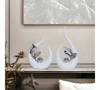 2 PCS White Decor Accent Ceramic Statue White Silver Mid Century Modern Home Decor Accents Sculpture Decorations Centerpieces for Living Room Kitchen Coffee Table Shelf Bookshelf Office Dining Table