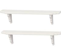 2 Pcs White Dollhouse Wall Shelf,1:12 Scale Miniature Dollhouse Accessories,Doll House Storage Wall Shelf for Kitchen Scene Décor Accessories,DIY Wooden Dollhouse Furniture Set