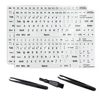 2 Pcs White English Keyboard Stickers, Universal Keyboard Letters Replacement Sticker, Suitable for Any Standard Keyboard, with Two Tweezers and Cleaning Brush (White-UK-Matte)