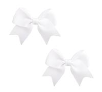 2 Pcs White Hair Bow,Small Flat Baby Hair Bows Clips Templates,for Kids Bridal Ballet Girls Wedding Birthday Party Christmas Gifts Decorative Clip Women Girl Universal Accessory Mini Cute Children Bow
