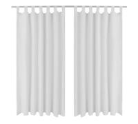 2 pcs White Micro-Satin Curtains with Loops 140 x 175 cm