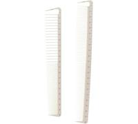 2 Pcs White Professional Hair Cutting Combs Set, Salon & Home Use, Styling Tools Universal Size, Plastic Material