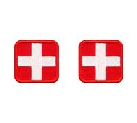 2 PCS White Red Cross Medical Tactical Embroidered Emblem Patch Hook and Loop Applique Patches for First Aid Pouch,EMT,EMS,Trauma,Medical,Paramedic,First Response Rescue Kit,Tactical Activities
