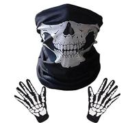 2 PCS White Skeleton Gloves, Ghost Mask, Ghost Face Mask, Skull Mask, Skull Face Mask Half Ghost Bones, Cosplay Costumes for Halloween Costume Party, Skateboard Motorcycle Snowboard Outdoor Sport