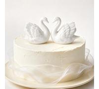 2 Pcs White Swan Cake Topper Wedding Ceramic Decoration Vintage Cake Topper Elegant Swan Decor Couple Figurines for Wedding Birthday Anniversary Bridal Shower Home Desk Shelf Decor