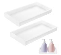 2 Pcs White Trays for Cosmetics, Jewelry Tray Decorative Plate Bowl, Rectangular White Silicone Bathroom Trays for Toiletries Makeup Vanity Dressing Table Tray(7.87x3.94x0.74")