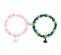2 Pcs Wicked Gifts, Pink And Green Evil Bracelets, 1 Pair Of Friendship Bracelet, Long Distance Matching Bracelets For Valentine's Day, Anniversary Day, Adjustable 18-19 cm