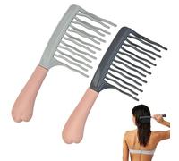2 PCS Wide Tooth Comb for Curly, Detangling Hair Comb with Double Row Wavy Tooth Design and Ergonomic Handle for Long, Thick Dry, Wet Hair for Women/Girl/Men, Portable travel Curl Comb