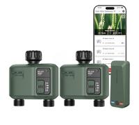 2 Pcs WiFi Water Timer 2 Zone for Garden Hose, Smart Sprinkler Timer with 984ft RF Range, Smart Lawn Watering System Irrigation Controller, APP/Voice Control, Rain Delay, Automatic/Manual Irrigation