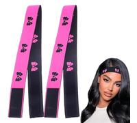 2 Pcs Wig Band,Adjustable Headband Edge Laying Band,Black Pink Bow Printed Bands,3cm Width Melt band,Elastic Melt Bands,for Women Men Lay The Edge Of Natural Hair And Hold The Wig in Place.