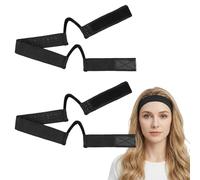 2 Pcs Wig Band with Ear Cut Outs Lace Band Headband Comfortable Soft Painless Wig Bands with Ears Cut Outs for Women No Slip C Shaped Ear Curve Black Wig Bands for Lace Front Earless Melting Band
