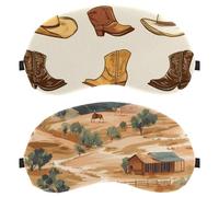 2 PCS Wild Vintage Western Cowboys Mountain Landscape Sleep Mask Cover, Eye Mask for Men Women, Breathable Sleeping Eye Masks, Zero Eye Pressure for Sleeping