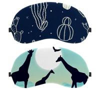 2 PCS Wildlife Landscape Sleep Mask, Light Blocking Sleeping Eye Mask for Women Men, Night Blindfold, Breathable Eye Mask Cover