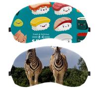 2 PCS Wildlife Zebra Animal Sleep Mask, Eye Mask for Men Women, No Pressure Night Eye Cover, Breathable Sleeping Eye Mask, Light Blocking