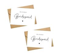 2 PCS Will You Be My Bridesmaid Card, Elegant Bridesmaid Proposal Card with Envelopes, Premium Postcard Style Will You Be My Bridesmaid Invitations for Wedding Party, 15 * 10 cm