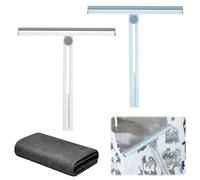 2 PCS Window Cleaning Squeegee with 1PC Microfiber Cloth 28cm/11.02inches Multi-Function Foldable Window Squeegee Glass Cleaner Kit for Windows Bathroom Door Shower Screen Mirror Car Kitchen